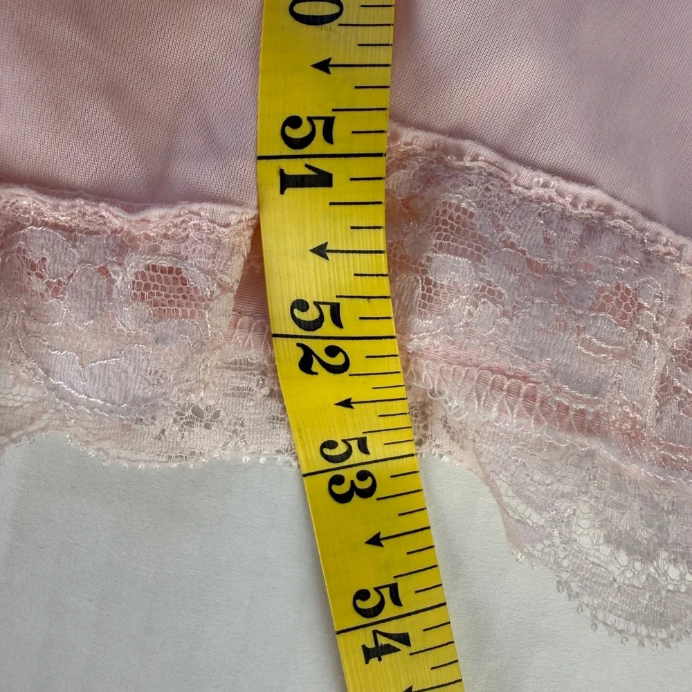 Shadowline‎ Vintage Pink Lace Embroidered Button Front Peignoir Robe Large USA